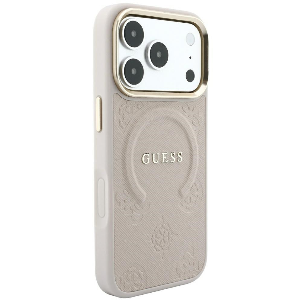 MagSafe-fodral för Apple iPhone 18 Pro / 17 Pro, Guess, Saffiano Peony Ring, Rosa