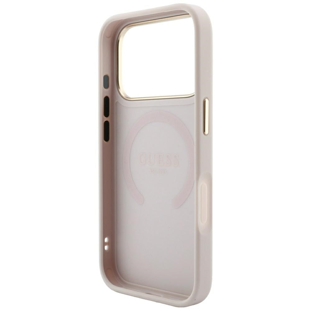MagSafe-fodral för Apple iPhone 18 Pro / 17 Pro, Guess, Saffiano Peony Ring, Rosa