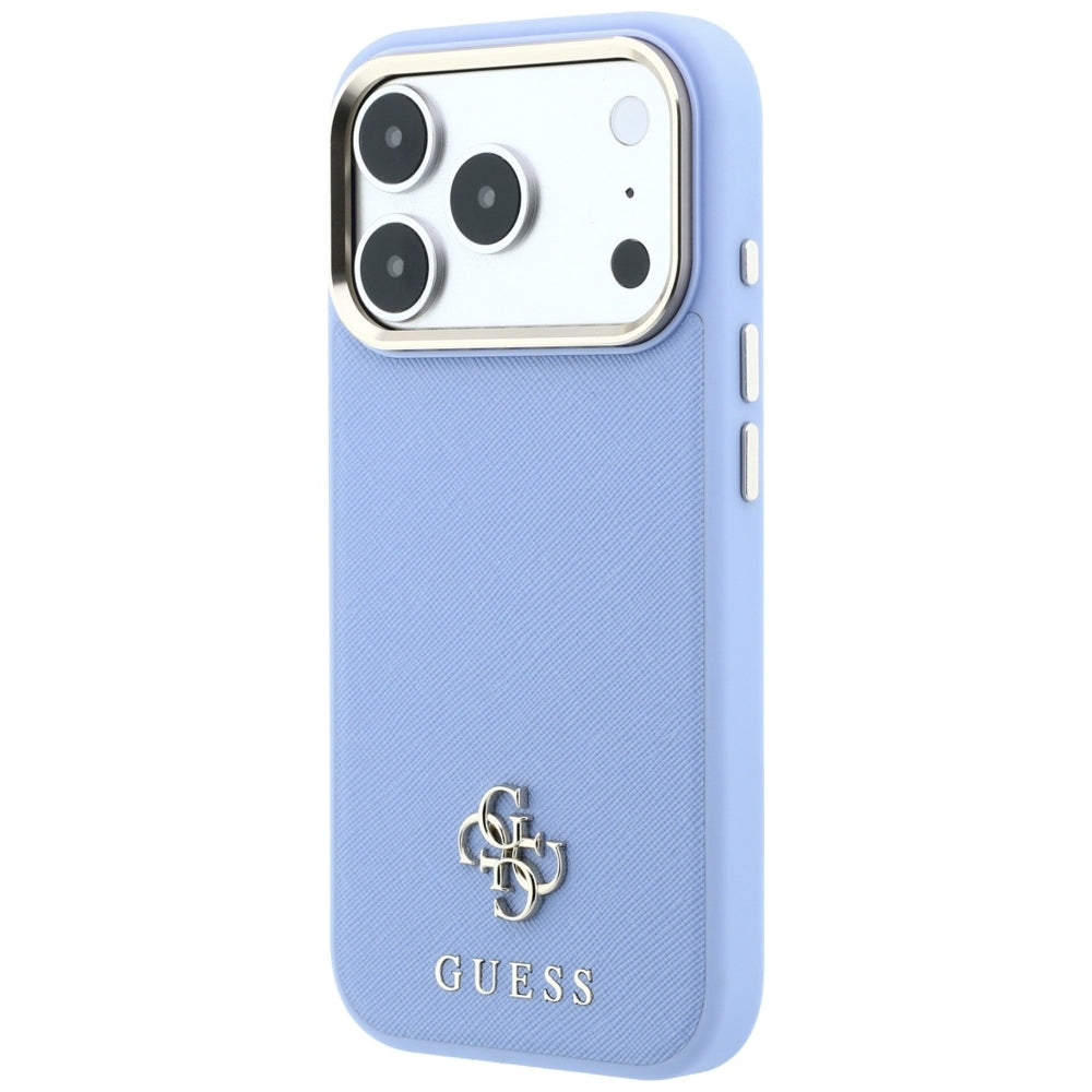 MagSafe-fodral för Apple iPhone 18 Pro / 17 Pro, Guess, Saffiano Small 4G Classic, Bleu