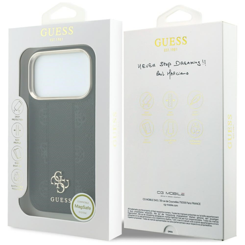 MagSafe-fodral för Apple iPhone 18 Pro / 17 Pro, Guess, Stripe Peony 4G, Svart