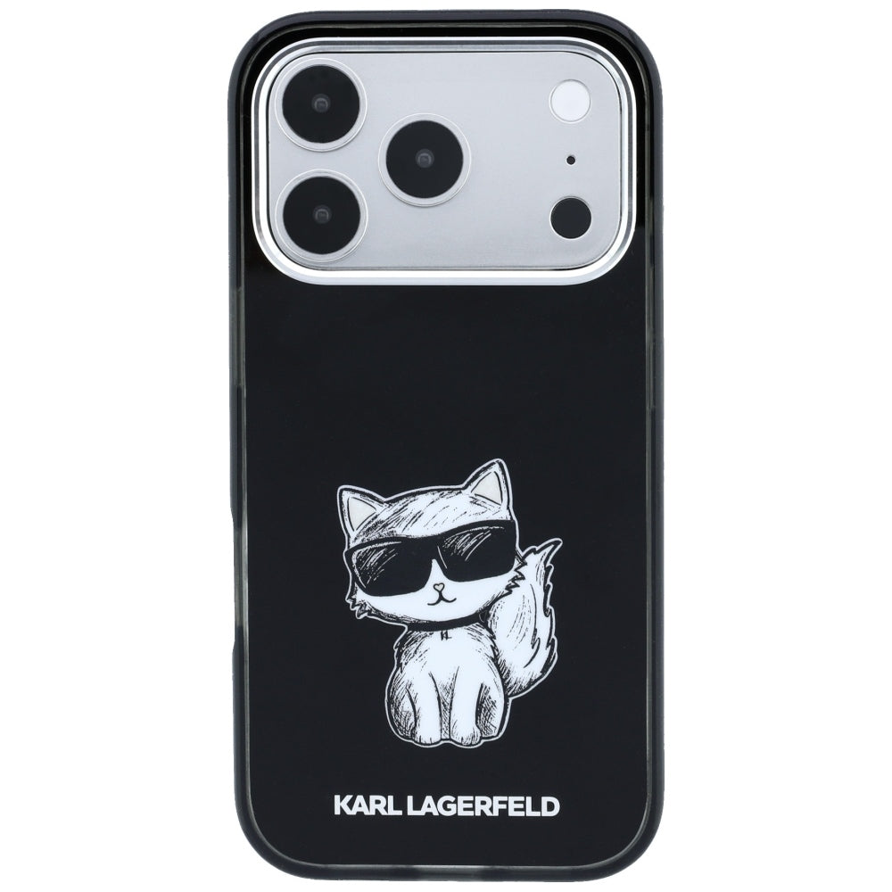 MagSafe-fodral för Apple iPhone 18 Pro / 17 Pro, Karl Lagerfeld, IML Choupette Body Sketch Print, Svart