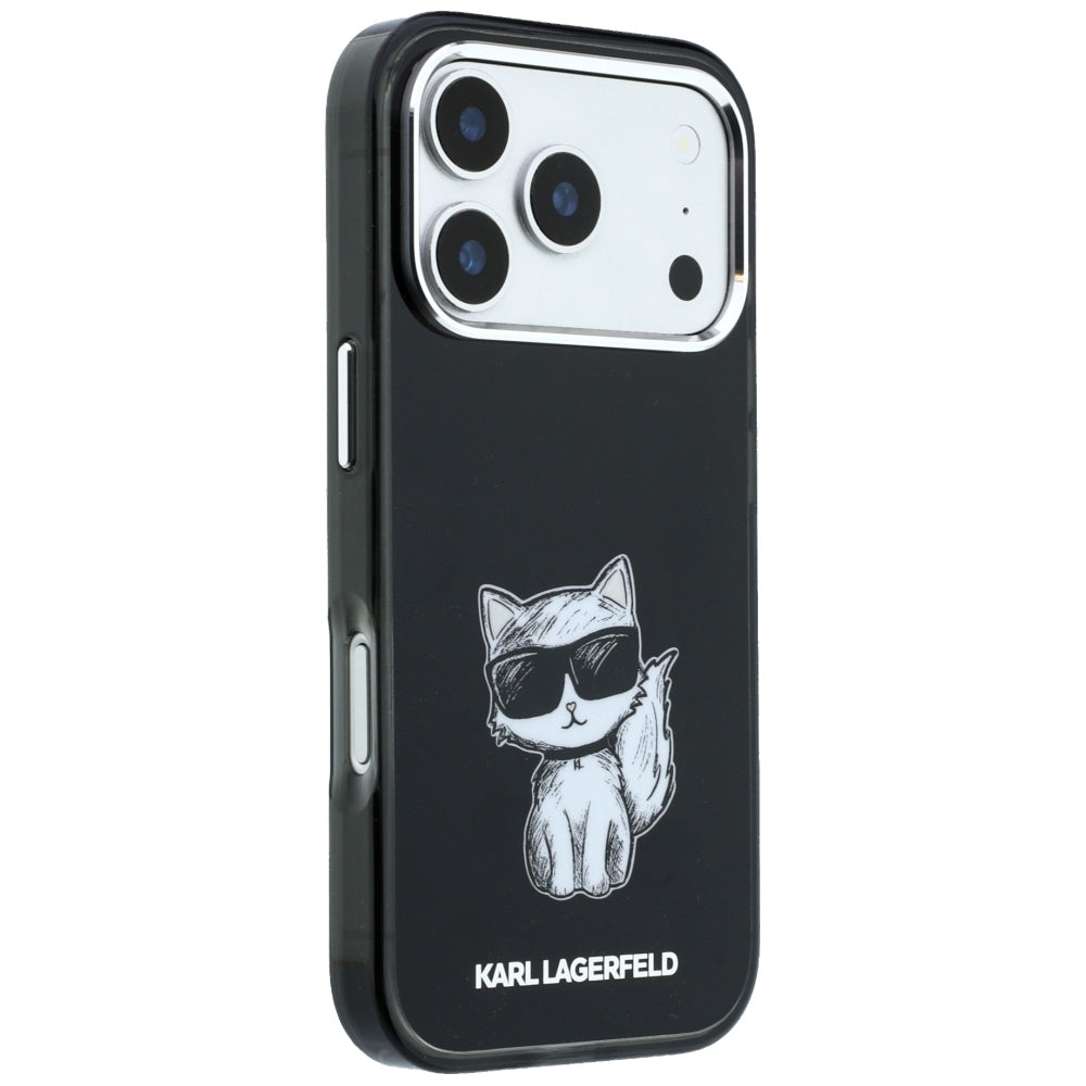 MagSafe-fodral för Apple iPhone 18 Pro / 17 Pro, Karl Lagerfeld, IML Choupette Body Sketch Print, Svart