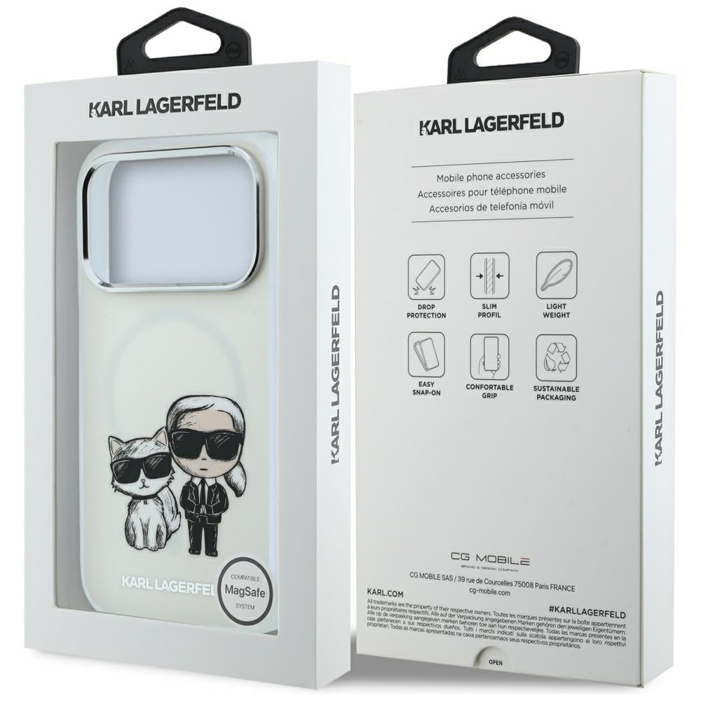 MagSafe-fodral för Apple iPhone 18 Pro / 17 Pro, Karl Lagerfeld, IML KC Bodies Sketch Print, Beige