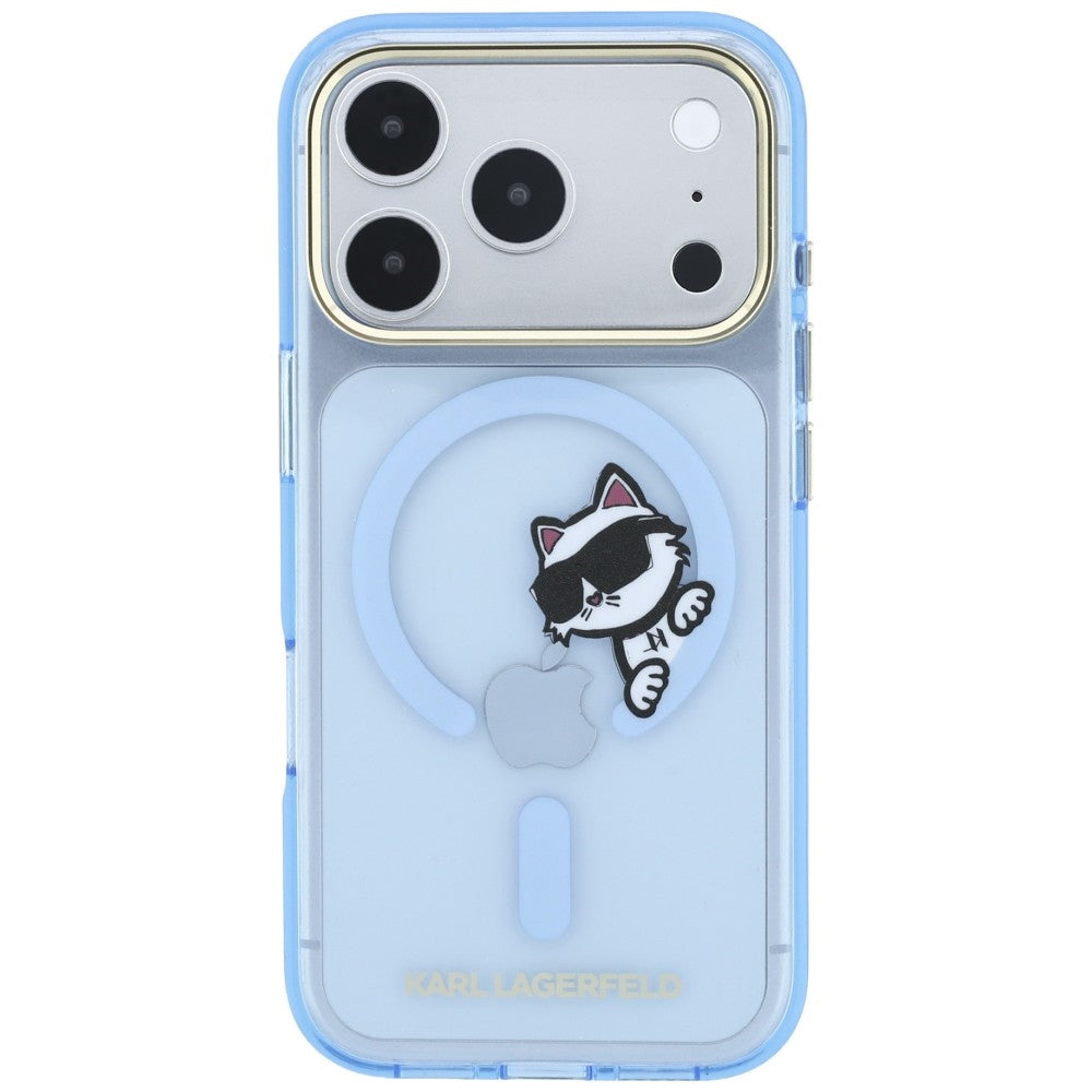 MagSafe-fodral för Apple iPhone 18 Pro / 17 Pro, Karl Lagerfeld, IML Peekaboo Print Metallram, Blå