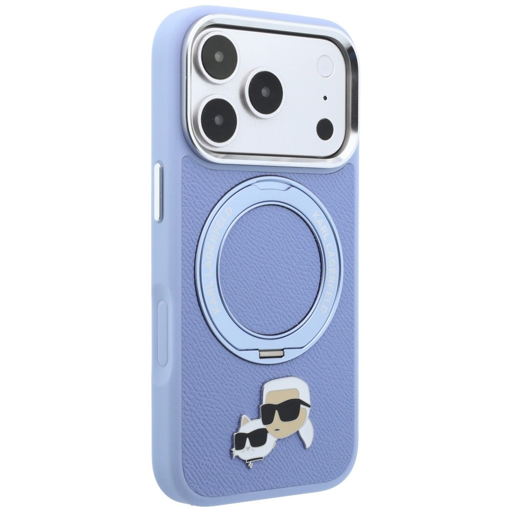 MagSafe-fodral för Apple iPhone 18 Pro / 17 Pro, Karl Lagerfeld, Ring Stand 360 Karl & Choupette Pin, Bleu