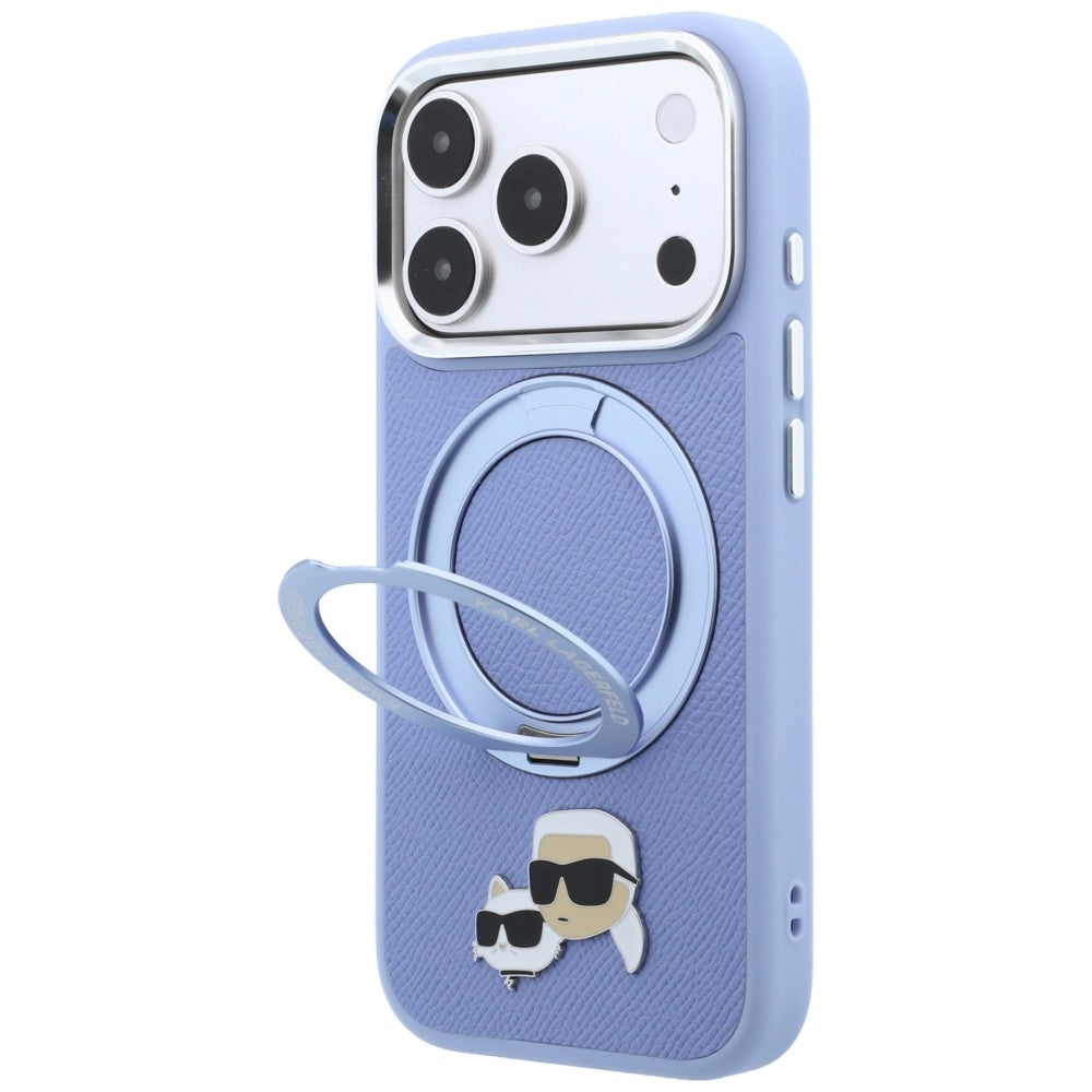 MagSafe-fodral för Apple iPhone 18 Pro / 17 Pro, Karl Lagerfeld, Ring Stand 360 Karl & Choupette Pin, Bleu
