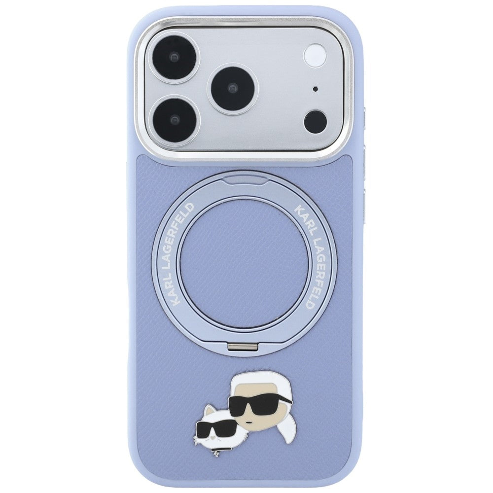 MagSafe-fodral för Apple iPhone 18 Pro / 17 Pro, Karl Lagerfeld, Ring Stand 360 Karl & Choupette Pin, Bleu