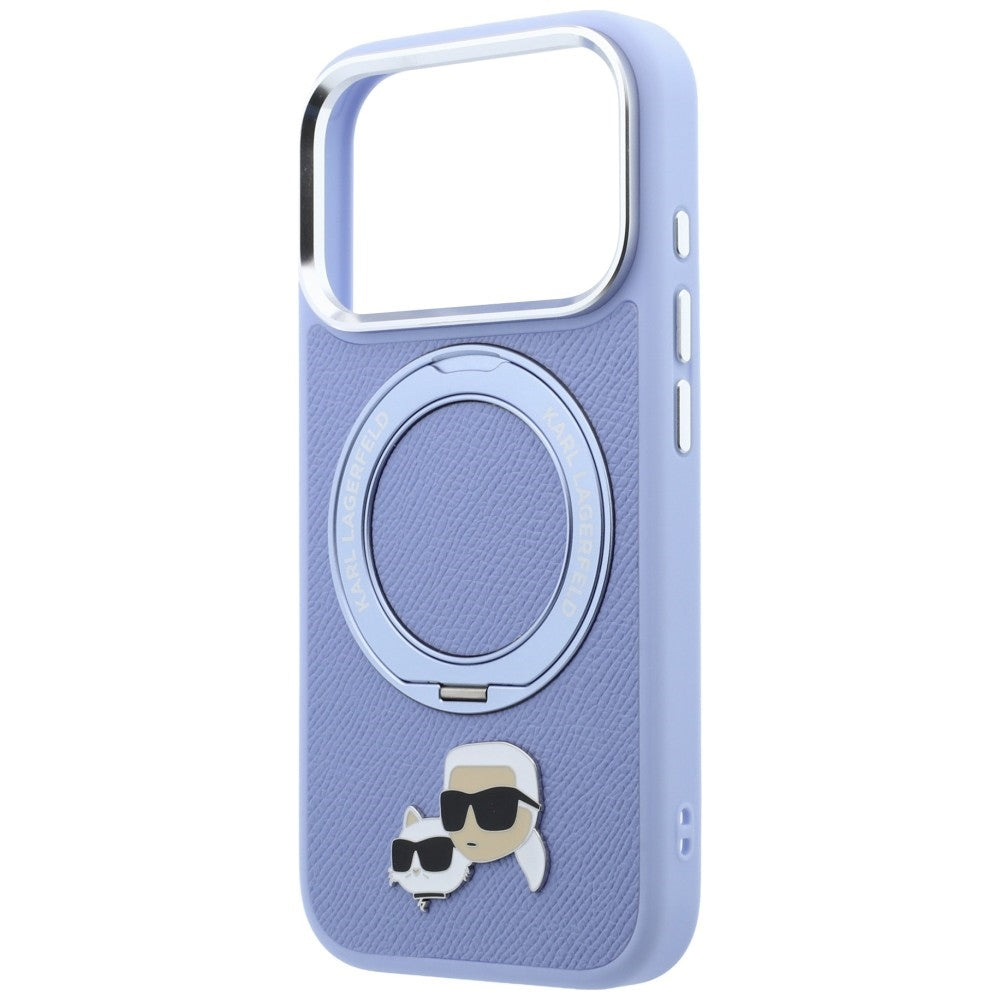 MagSafe-fodral för Apple iPhone 18 Pro / 17 Pro, Karl Lagerfeld, Ring Stand 360 Karl & Choupette Pin, Bleu