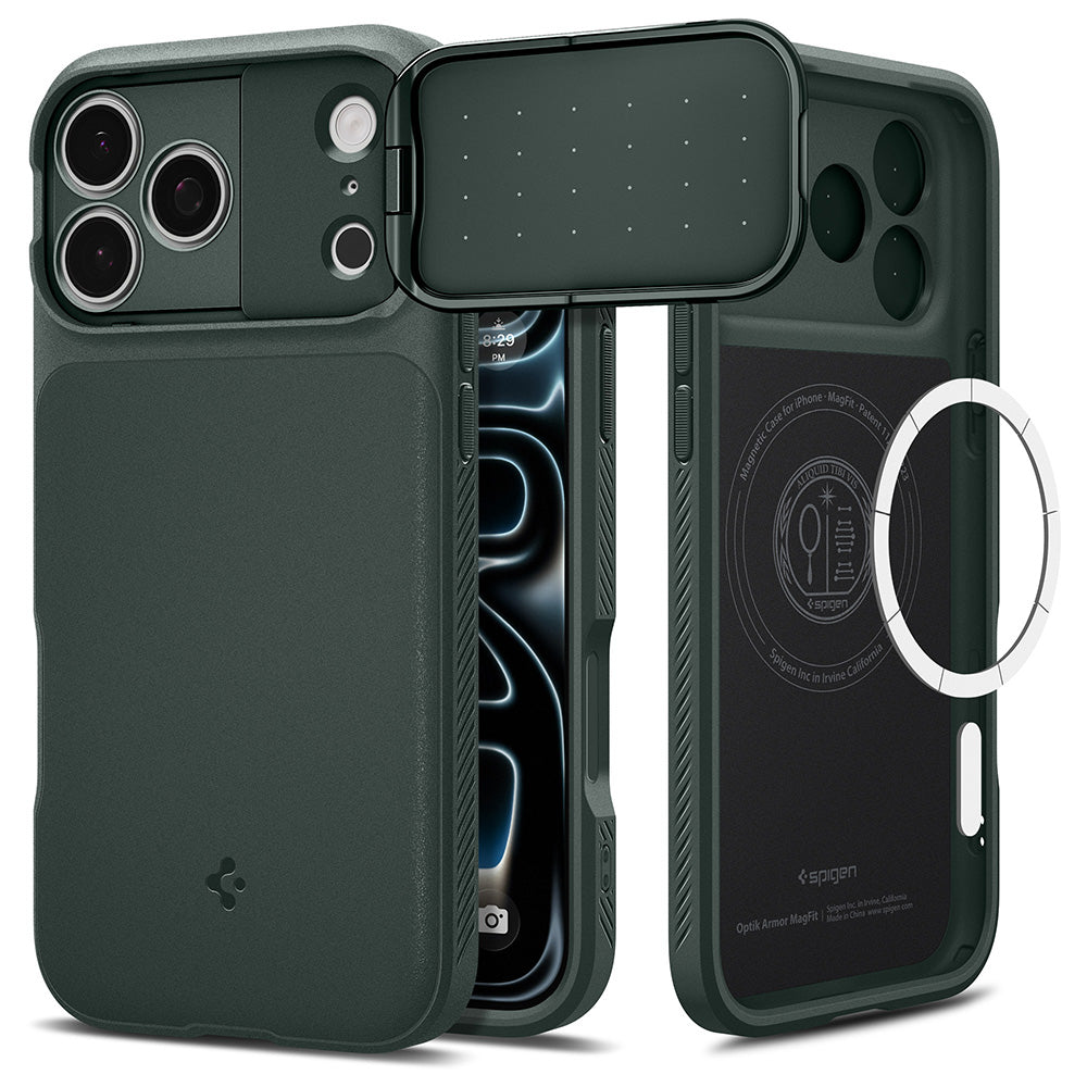 MagSafe-fodral för Apple iPhone 18 Pro / 17 Pro, Spigen, Optik Armor, Grön ACS09954