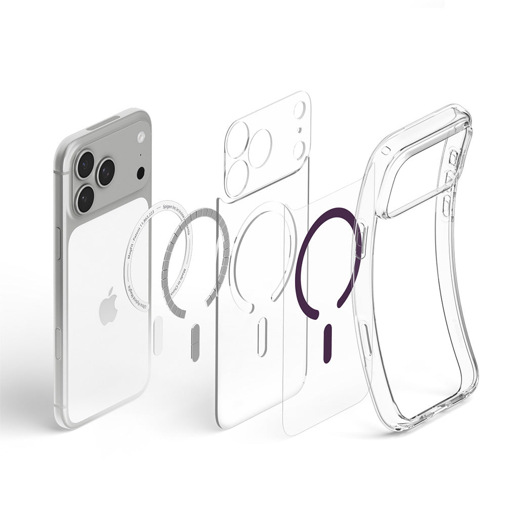 MagSafe-skal för Apple iPhone 18 Pro / 17 Pro, Spigen, Ultra Hybrid, transparent vinröd ACS12335