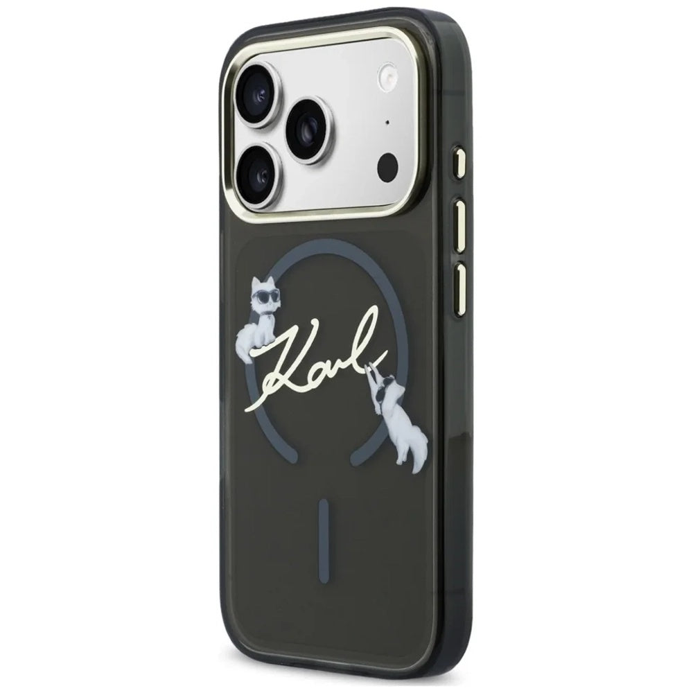 MagSafe-fodral för Apple iPhone 18 Pro, Karl Lagerfeld, IML Choupette Karl Script Logo, Svart