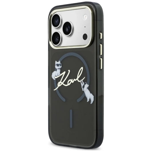 MagSafe-fodral för Apple iPhone 18 Pro, Karl Lagerfeld, IML Choupette Karl Script Logo, Svart