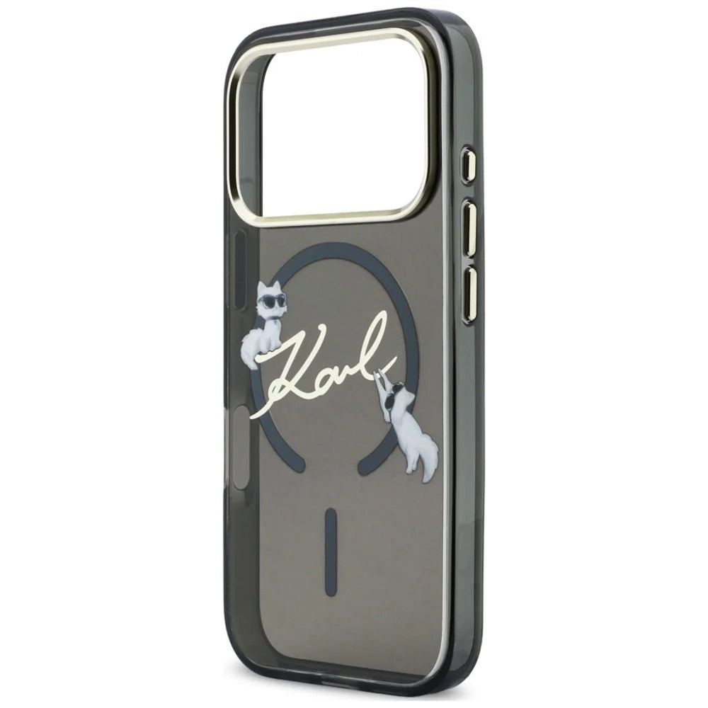 MagSafe-fodral för Apple iPhone 18 Pro, Karl Lagerfeld, IML Choupette Karl Script Logo, Svart