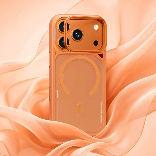 MagSafe-skal för Apple iPhone 18 Pro Max / 17 Pro Max, Blueo, värmeavledande stativ, satinorange