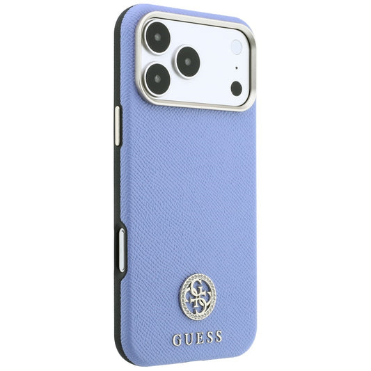 MagSafe-fodral för Apple iPhone 18 Pro Max / 17 Pro Max, Guess, Kornigt runt strasslogo, Bleu