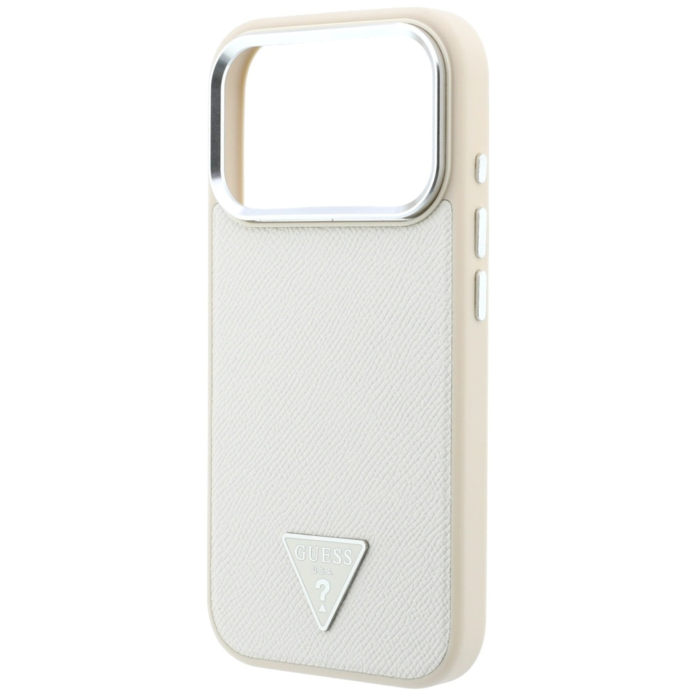 MagSafe-fodral för Apple iPhone 18 Pro Max / 17 Pro Max, Guess, Grained Triangle Logo, Beige