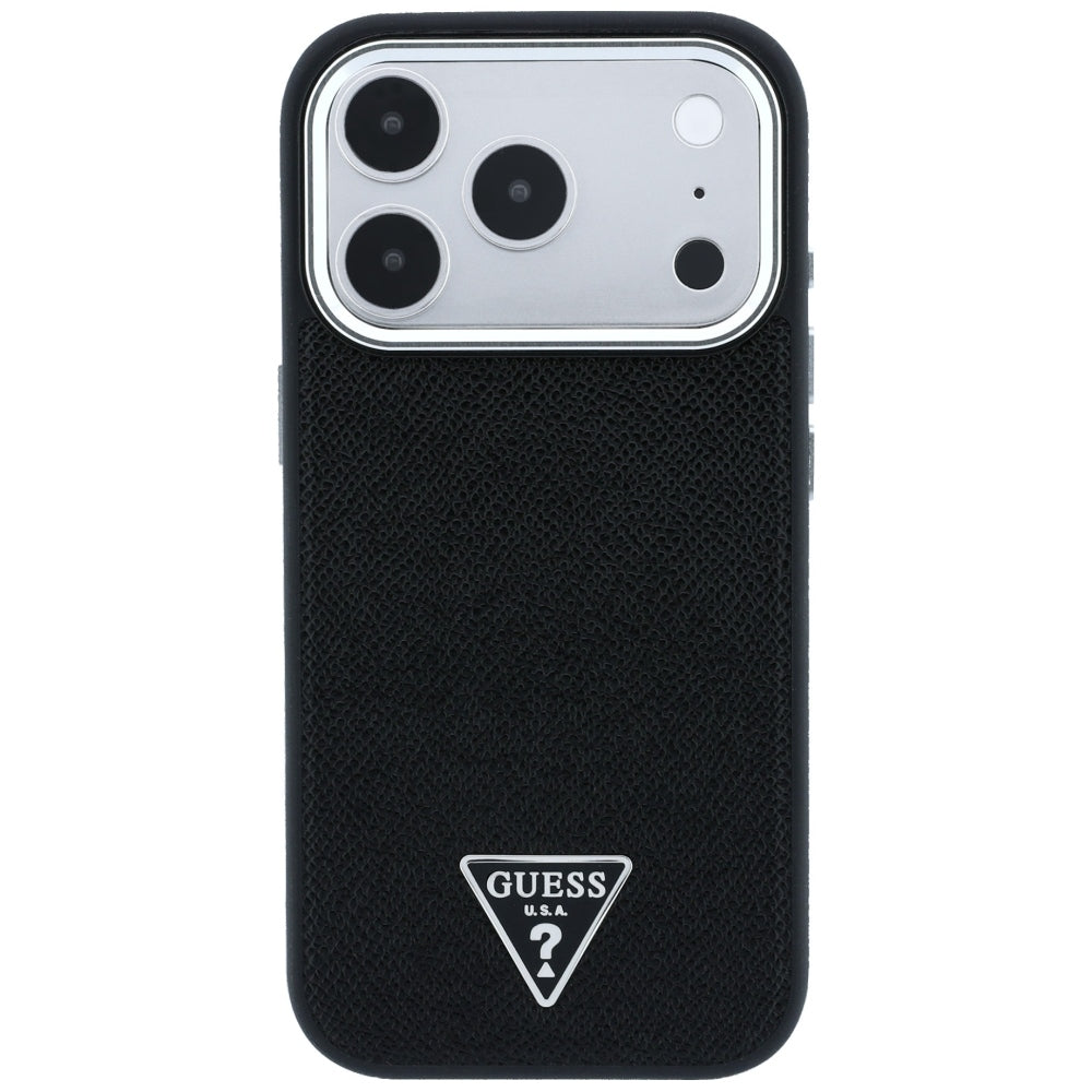 MagSafe Case for Apple iPhone 18 Pro Max / 17 Pro Max, Guess, Grained Triangle Logo, Black