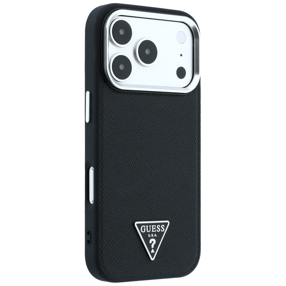 MagSafe Case for Apple iPhone 18 Pro Max / 17 Pro Max, Guess, Grained Triangle Logo, Black