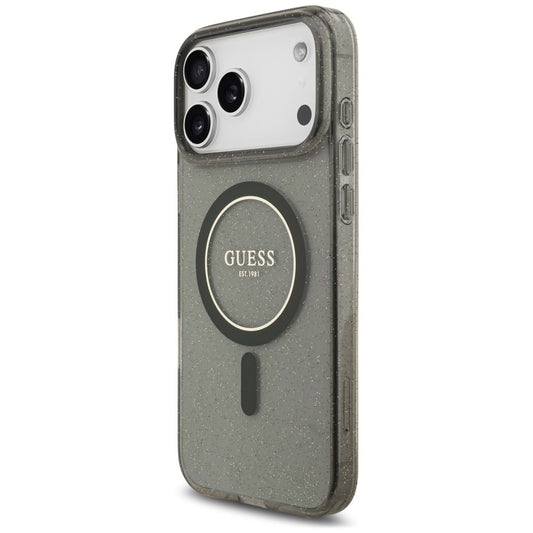 MagSafe-skal för Apple iPhone 18 Pro Max / 17 Pro Max, Guess, IML Glitter with Pearl Strap, svart