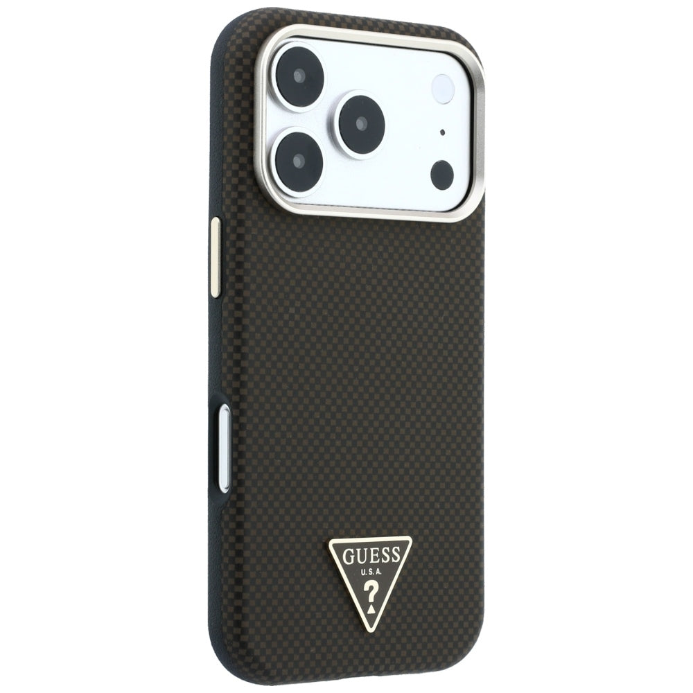 MagSafe-fodral för Apple iPhone 18 Pro Max / 17 Pro Max, Guess, Kevlar Triangle Logo, Brun