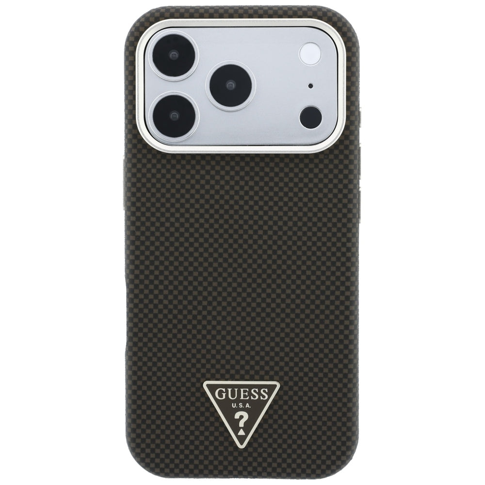 MagSafe-fodral för Apple iPhone 18 Pro Max / 17 Pro Max, Guess, Kevlar Triangle Logo, Brun