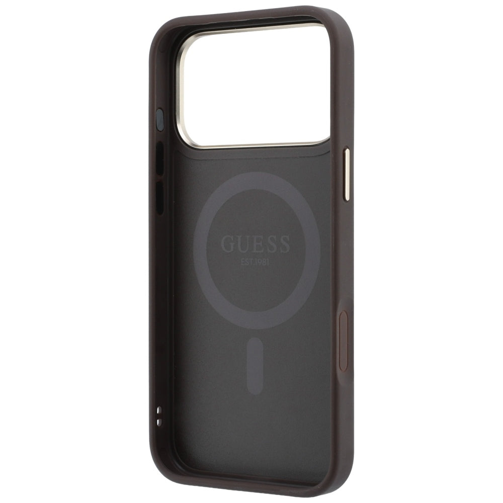 MagSafe-fodral för Apple iPhone 18 Pro Max / 17 Pro Max, Guess, Ring Stand 360 4G Classic Logo, Brun