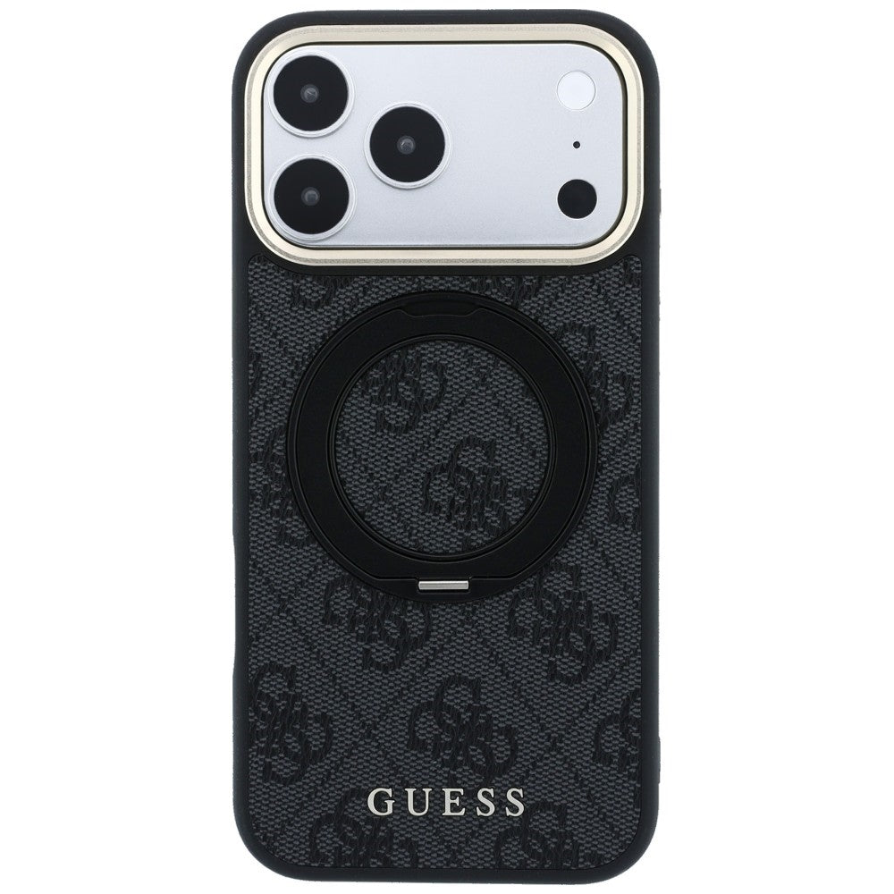 MagSafe-fodral för Apple iPhone 18 Pro Max / 17 Pro Max, Guess, Ring Stand Classic Logo, Svart
