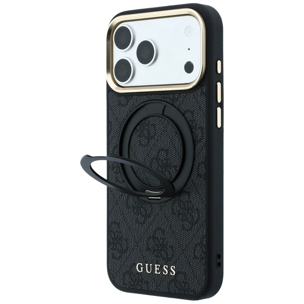 MagSafe-fodral för Apple iPhone 18 Pro Max / 17 Pro Max, Guess, Ring Stand Classic Logo, Svart