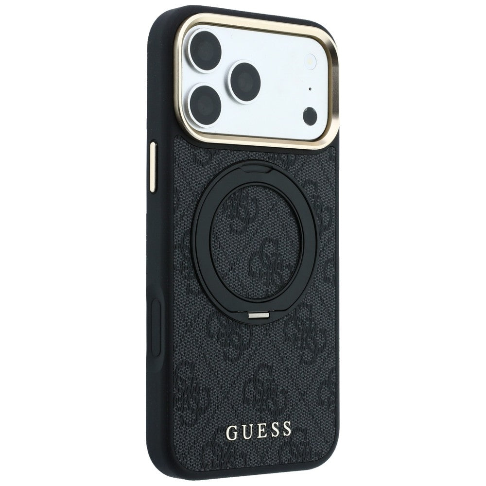 MagSafe-fodral för Apple iPhone 18 Pro Max / 17 Pro Max, Guess, Ring Stand Classic Logo, Svart