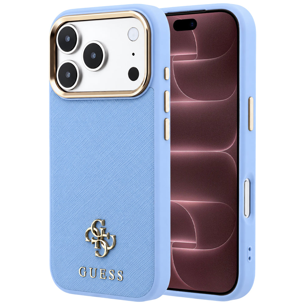 MagSafe Case for Apple iPhone 18 Pro Max / 17 Pro Max, Guess, Saffiano Small 4G Classic, Blue