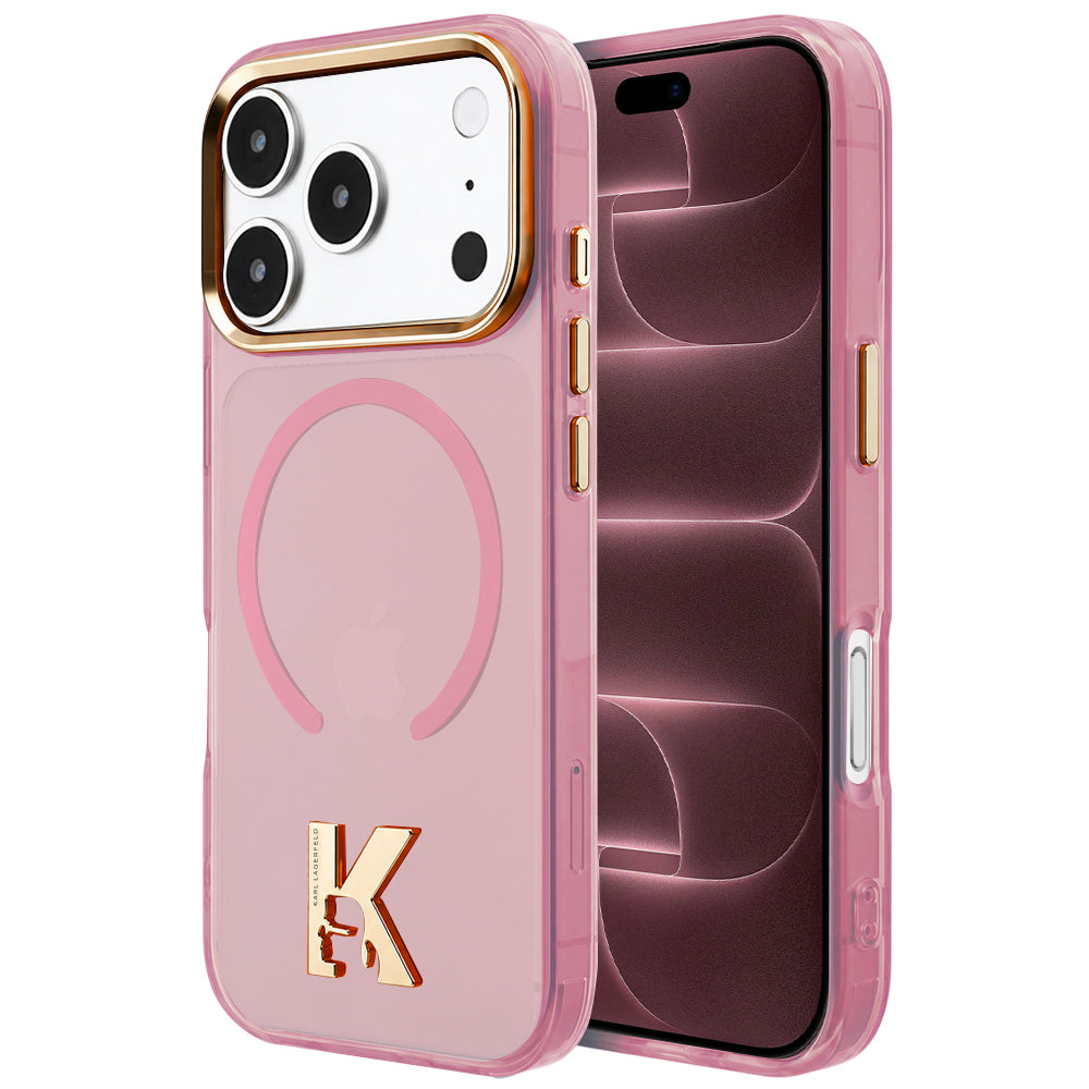 MagSafe-skal för Apple iPhone 18 Pro Max / 17 Pro Max, Karl Lagerfeld, IML Karl Head Logo, rosa