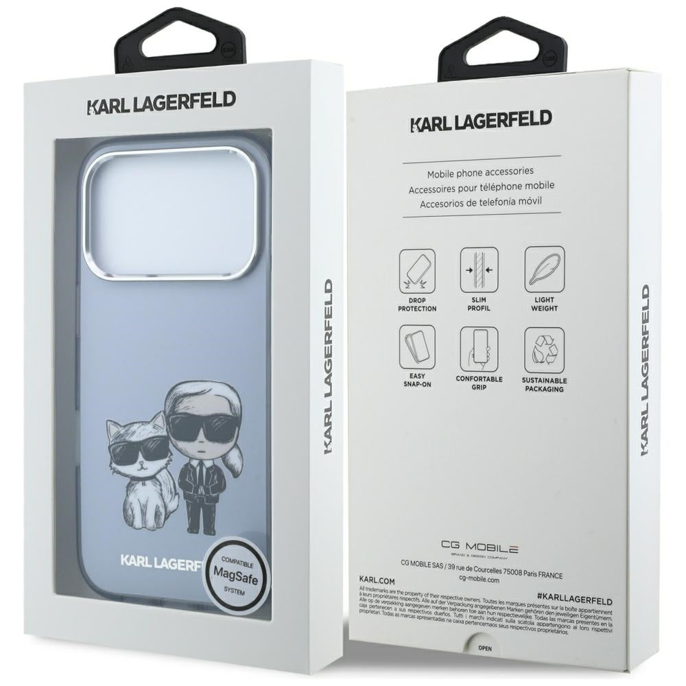 MagSafe-fodral för Apple iPhone 18 Pro Max / 17 Pro Max, Karl Lagerfeld, IML KC Bodies Sketch Print, Blå