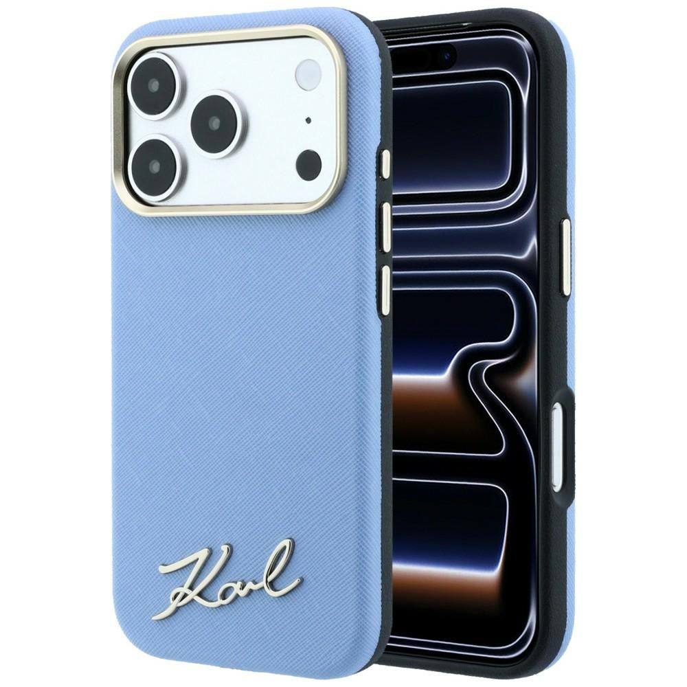 MagSafe-fodral för Apple iPhone 18 Pro Max / 17 Pro Max, Karl Lagerfeld, Saffiano Small Script Metal Logo, Bleu