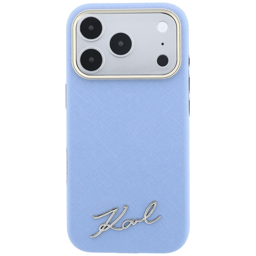 MagSafe-fodral för Apple iPhone 18 Pro Max / 17 Pro Max, Karl Lagerfeld, Saffiano Small Script Metal Logo, Bleu
