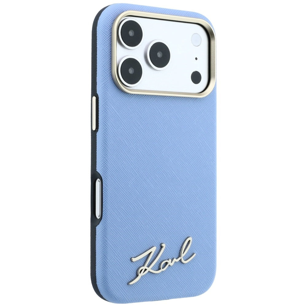 MagSafe-fodral för Apple iPhone 18 Pro Max / 17 Pro Max, Karl Lagerfeld, Saffiano Small Script Metal Logo, Bleu