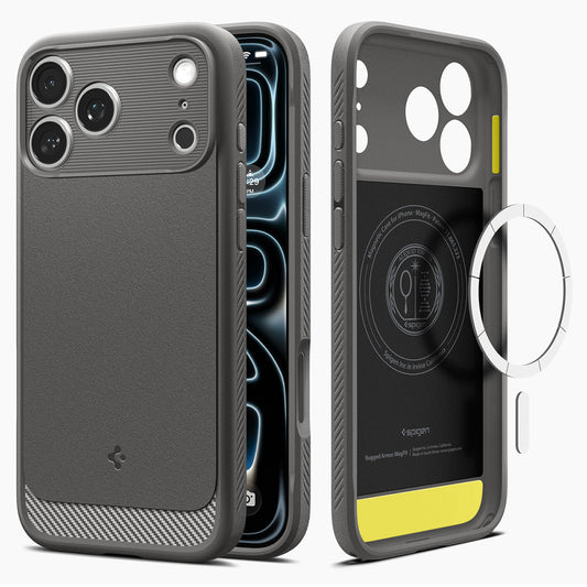 MagSafe-fodral för Apple iPhone 18 Pro Max / 17 Pro Max, Spigen, Rugged Armor, Grå ACS12110
