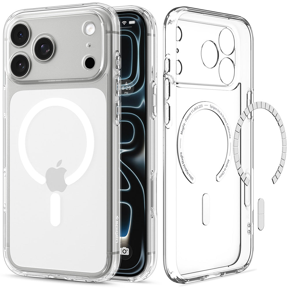 MagSafe-fodral för Apple iPhone 18 Pro Max / 17 Pro Max, Spigen, Ultra Hybrid, Transparent Vit ACS12118