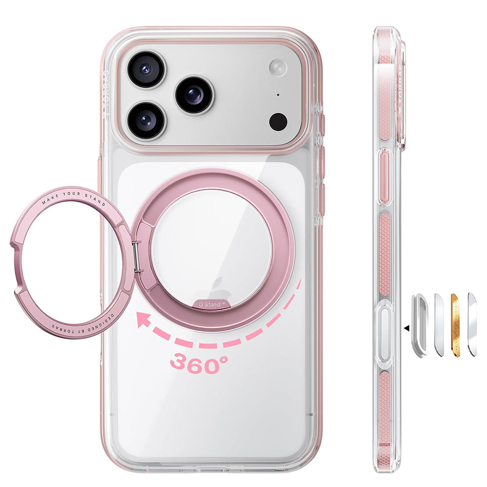MagSafe-fodral för Apple iPhone 18 Pro Max / 17 Pro Max, Torras, Ostand O3 Light, Rosa