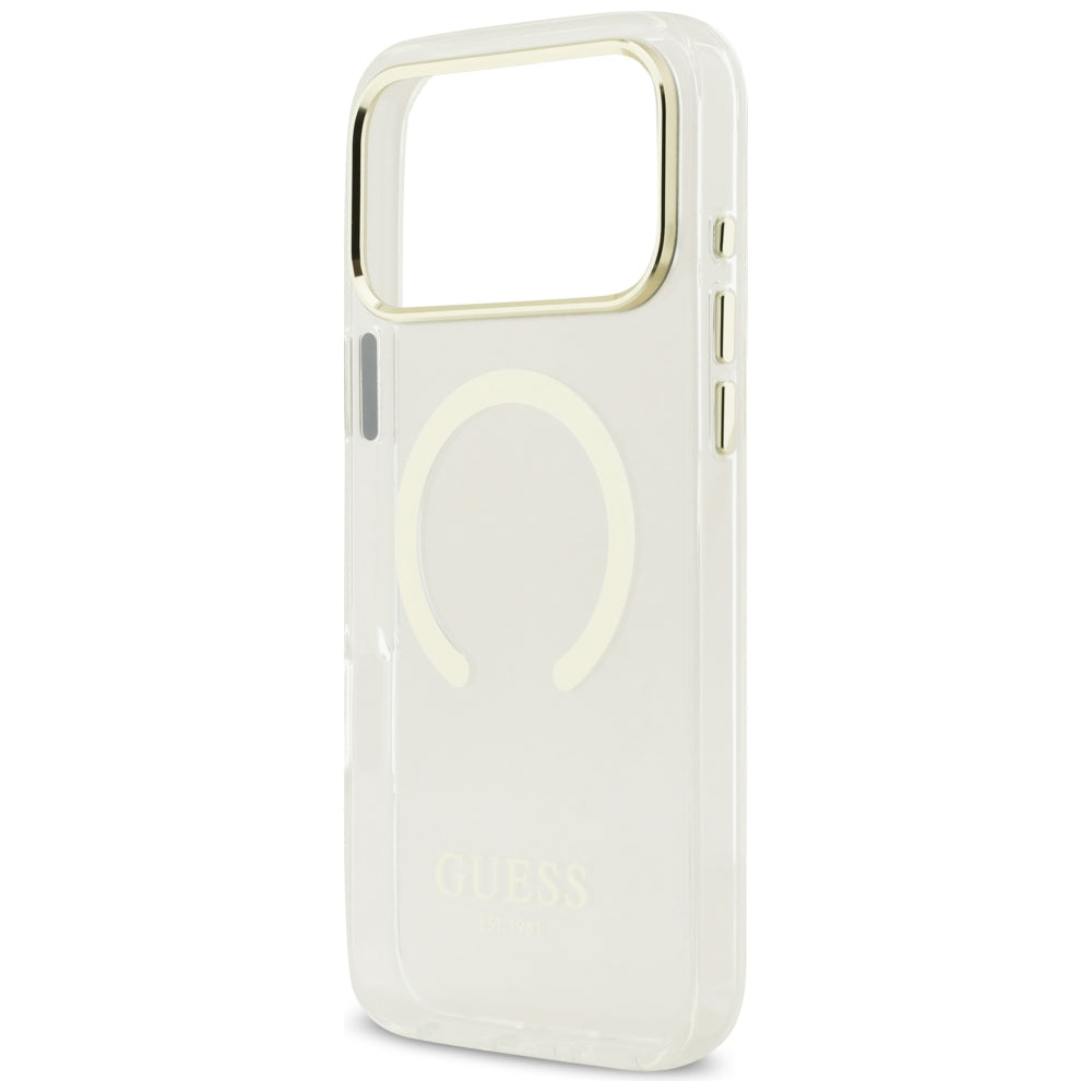 MagSafe-fodral för Apple iPhone 18 Pro Max, Guess, Metal Outline, Guld
