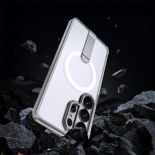 MagSafe-fodral för Samsung Galaxy S26 Ultra S948, Hybrid Armor, X med Stativ, Transparent