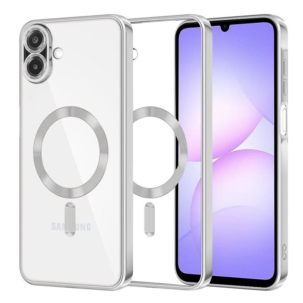MagSafe-fodral för Samsung Galaxy A07 4G A075, Techsuit, Luxury Crystal, Silver
