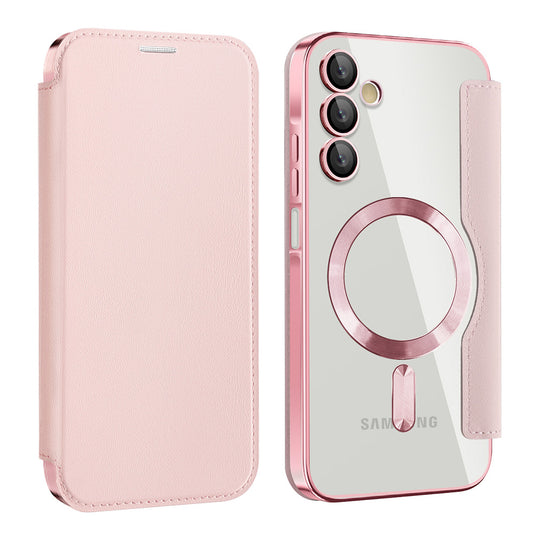MagSafe-fodral för Samsung Galaxy A15 5G A156 / A15 A155, Techsuit, SmartMag Book, Rosa