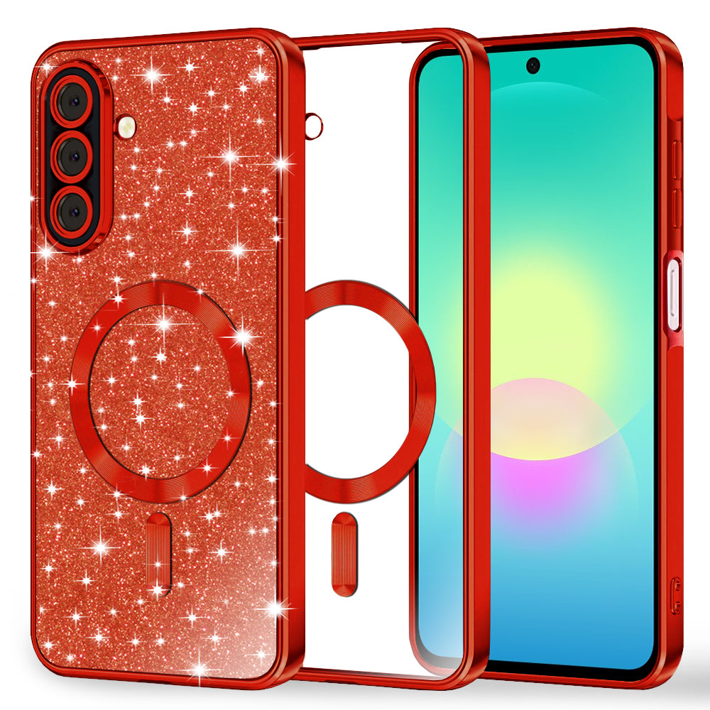 MagSafe-fodral för Samsung Galaxy A27 5G, Techsuit, Luxury Glitter, Röd
