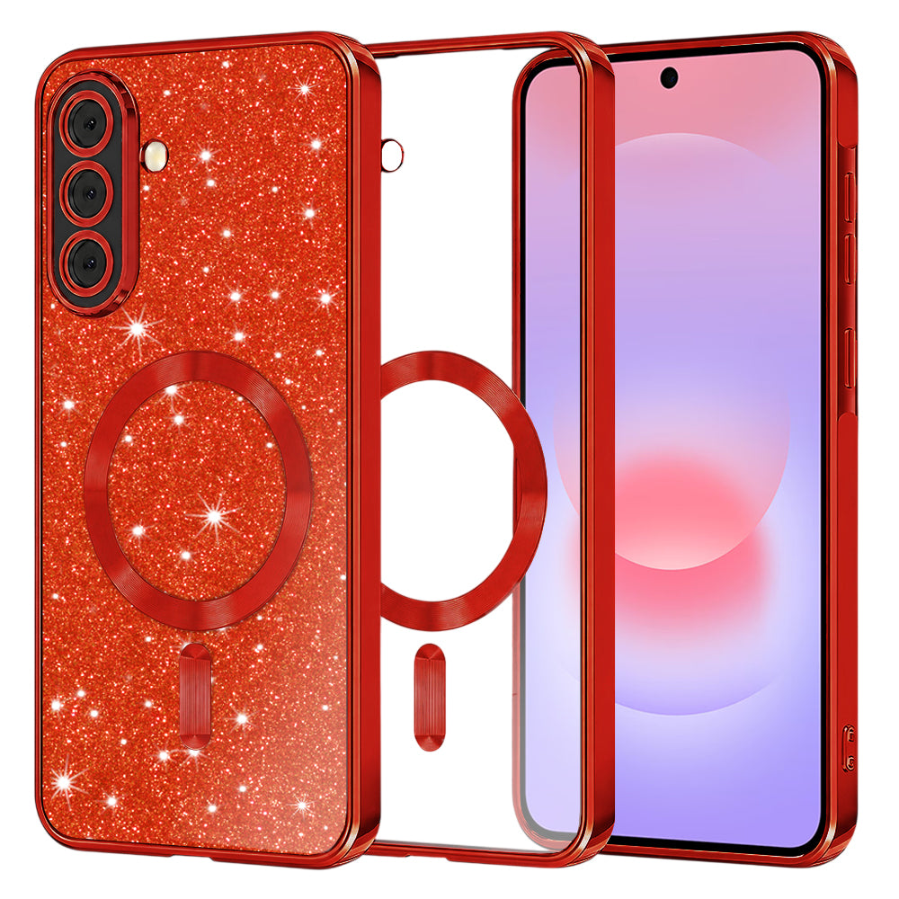 MagSafe-fodral för Samsung Galaxy A37 5G, Techsuit, Luxury Glitter, Röd