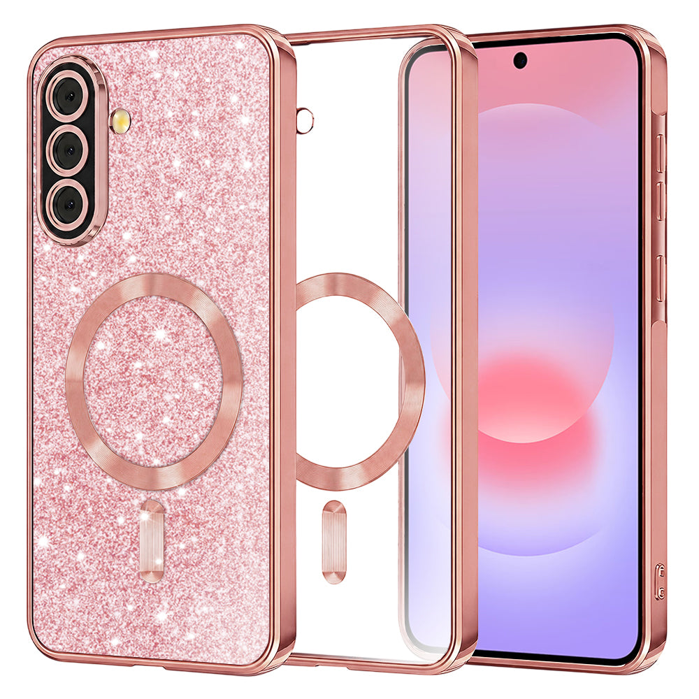MagSafe-fodral för Samsung Galaxy A37 5G, Techsuit, Luxury Glitter, Rosa Guld