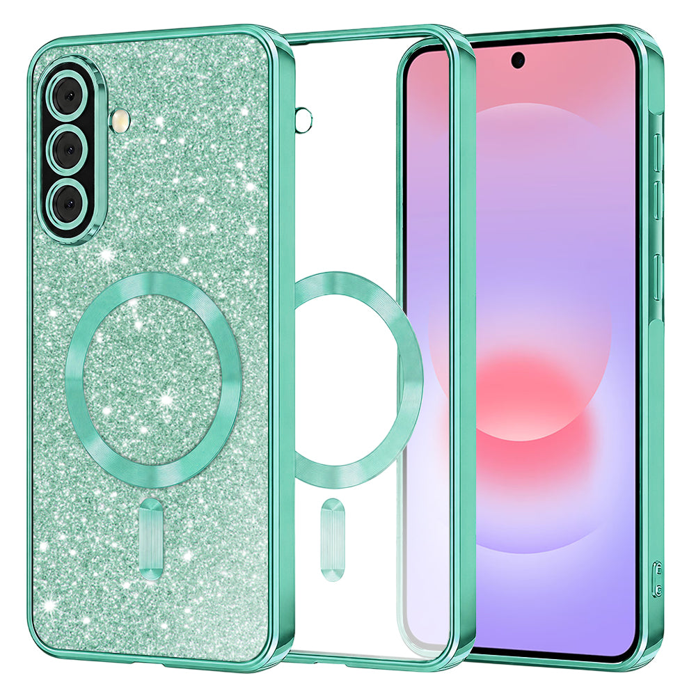 MagSafe-fodral för Samsung Galaxy A37 5G, Techsuit, Luxury Glitter, Ljusgrön