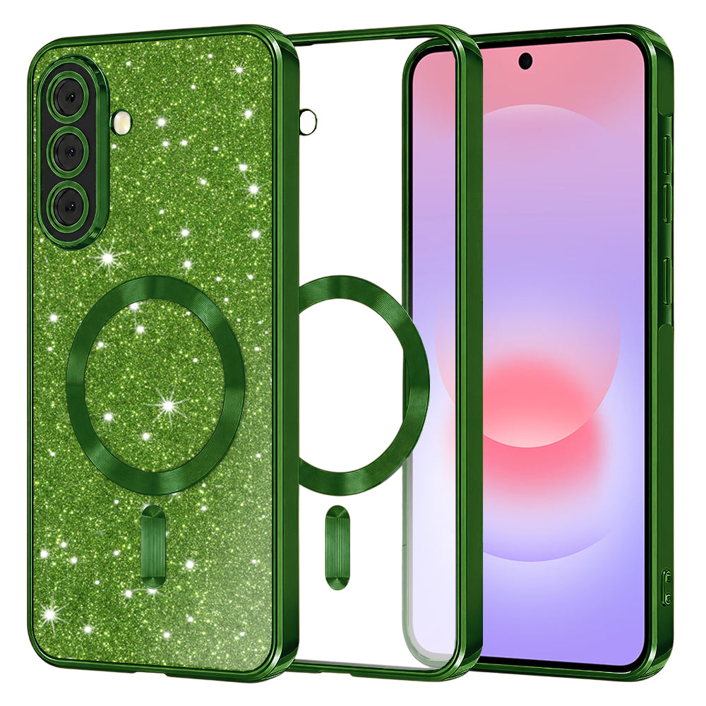 MagSafe-fodral för Samsung Galaxy A37 5G, Techsuit, Luxury Glitter, Mörkgrön