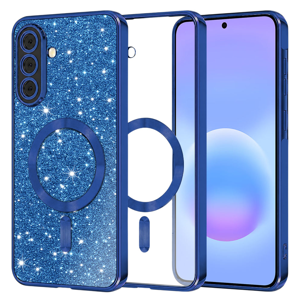MagSafe-fodral för Samsung Galaxy A57 5G, Techsuit, Luxury Glitter, Mörkblå