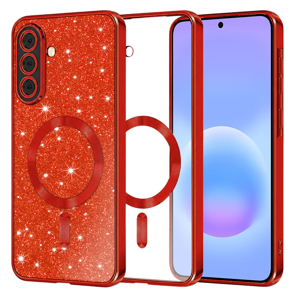 MagSafe-fodral för Samsung Galaxy A57 5G, Techsuit, Luxury Glitter, Röd