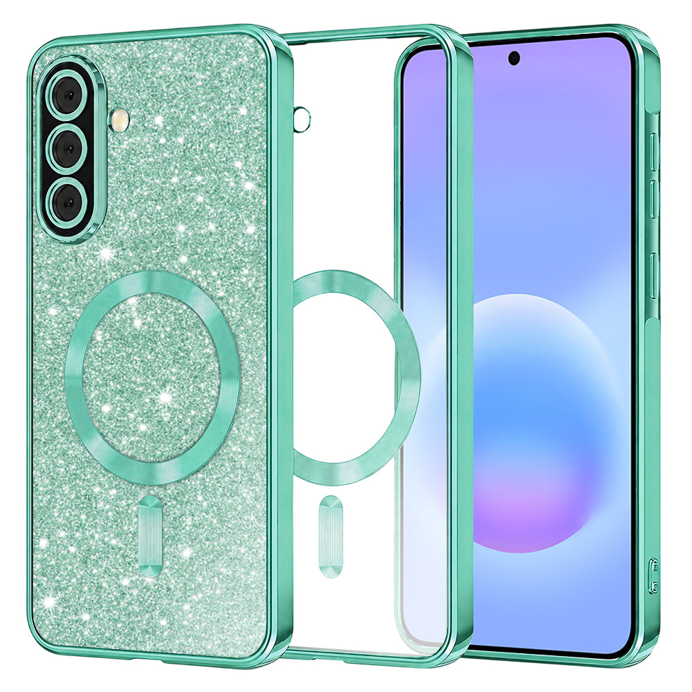 MagSafe-fodral för Samsung Galaxy A57 5G, Techsuit, Luxury Glitter, Ljusgrön
